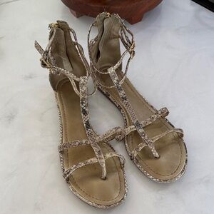 Women’s Kate Spade Beige Snakeskin T-Strap Gladiator Sandals